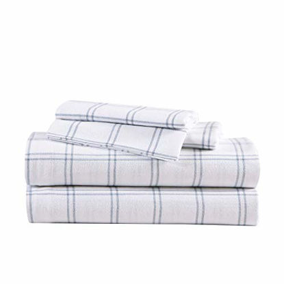 Picture of Eddie Bauer Home - Flannel Collection Cotton Bedding Sheet Set, Pre-Shrunk & Brushed for Extra Softness, Comfort, and Cozy Feel, Full, Westridge Plaid