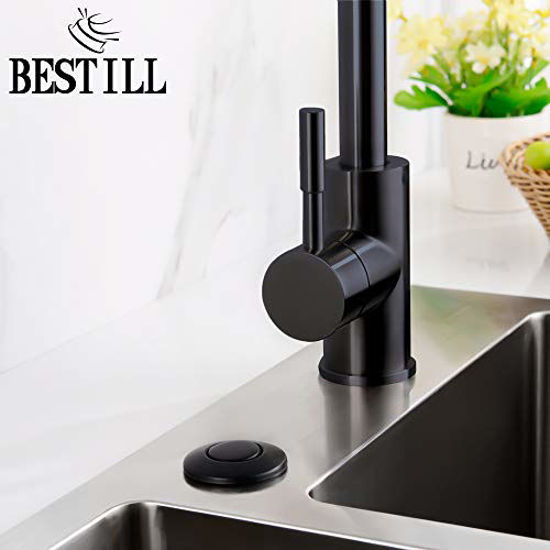 Picture of BESTILL Sink Top Garbage Disposal Air Switch Kit, Matte Black (Long Button with Brass Cover)