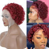 Picture of Short Curly Wig Human Hair Red Pixie Cut Kinky Curly Human Hair Lace Part Wigs for Black Women Remy Hair Preplucked Cheap Glueless Wig (99j#)