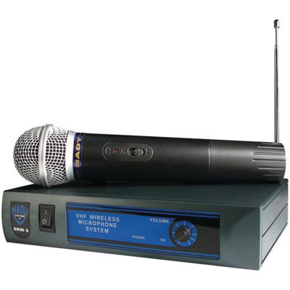 Picture of Nady DKW-3 HT VHF Wireless Handheld Microphone System - includes microphone, AC adapter and audio cable - Easy setup - Karaoke, performance, presentation, public address