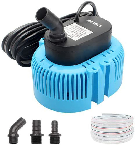 Picture of Pool Cover Pump Above Ground - Submersible Sump Pump, Swimming Water Removal Pumps, with Drainage Hose & 25 Feet Extra Long Power Cord, 850 GPH in Ground, 3 Adapters