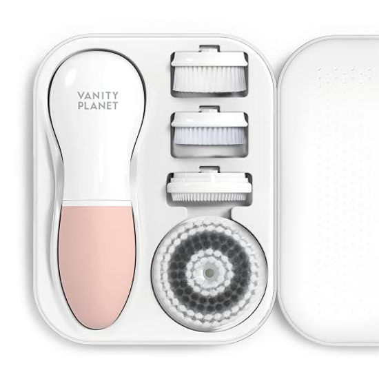 Picture of Vanity Planet Raedia Facial Cleansing Brush with 4 Interchangeable Brush Heads - Daily Cleansing |Glowing Skin |Lightweight Skin Brush |Face Exfoliator |Water Resistant (Dusty Pink)