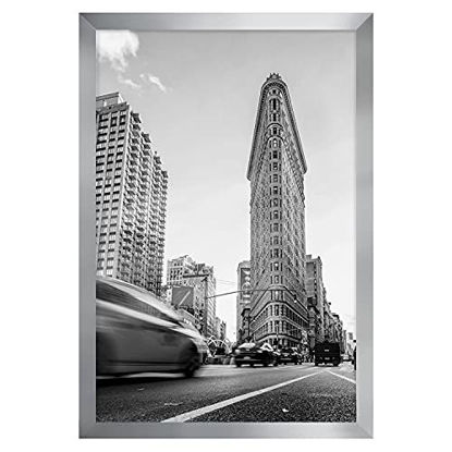 Picture of Americanflat 24 x 36 Inch Silver Poster Frame | Polished Plexiglass. Hanging Hardware Included