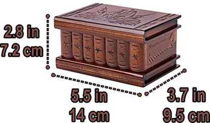 Picture of Wooden Secret Jewelry Box Puzzle Magic Case, Big Size, Secret stash Safe Compartment Place Lock with Hidden Key, Money Rack, Brain Teaser, Smart Trick