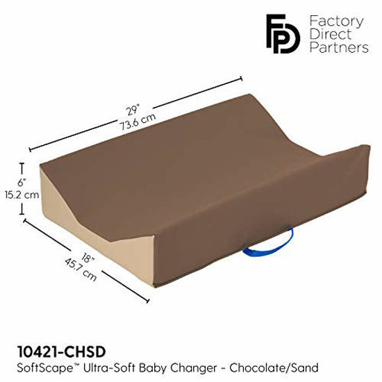 Picture of FDP SoftScape Ultra-Soft Daycare Baby and Infant Contoured Changing Pad, Non-Slip Bottom, Built-in Handle Easy to Transport Travel - Chocolate/Sand