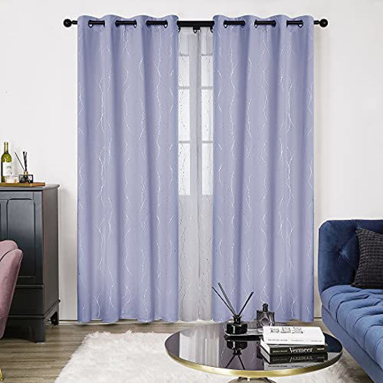 Picture of Deconovo Curtains Pair for Sliding Glass Door, 95 Inch Long, Pack of 2 - Light Blocking Blackout Curtains with Dots Pattern (52 x 95 Inch, Light Purple, 2 Panels)