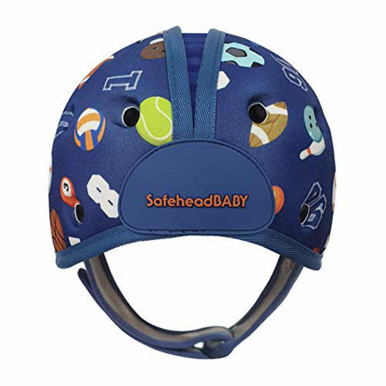 Picture of SafeheadBABY Soft Helmet for Babies Learning to Walk - Sporty Blue - Patented and Award Wining Infant Helmet - Ultra Lightweight - Expandable and Adjustable