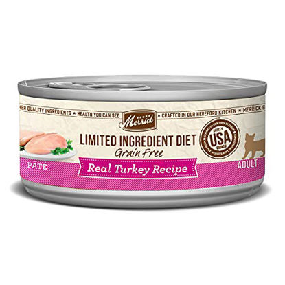 Picture of Merrick Limited Ingredient Diet Grain Free Real Turkey Recipe Pate Wet Cat Food - (24) 5 oz. Cans