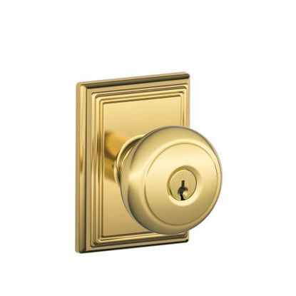 Picture of SCHLAGE F51A AND 505 605 ADD Andover Knob with Addison Trim Keyed Entry Lock, Bright Brass