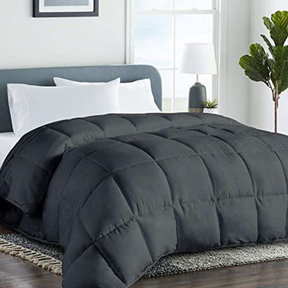 Picture of COHOME Queen 2100 Series Soft Warm Winter Comforter Down Alternative Quilted Duvet Insert with Corner Tabs All-Season - Hotel Comforter - Reversible - Machine Washable - Dark Grey - 88X88