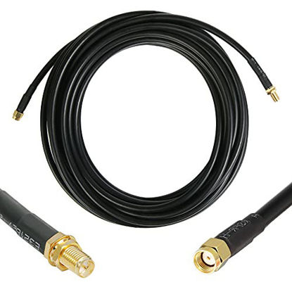 Picture of 25 ft RP-SMA Male to RP-SMA Female Extension Cable (50 Ohm), WIZACE Pure Copper S-MR240 Low-Loss Coax Jumper for WiFi Router Wireless Network Card Security IP Camera Hotspot Miner to Antenna