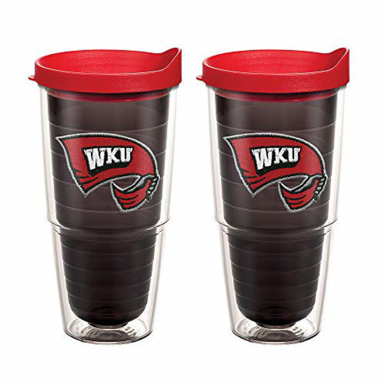 Picture of Tervis Western Kentucky Hilltoppers Logo Tumbler with Emblem and Red Lid 2 Pack 24oz, Quartz