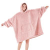 Picture of Touchat Wearable Blanket Hoodie, Oversized Sherpa Blanket Sweatshirt with Hood Pocket and Sleeves, Super Soft Warm Plush Hooded Blanket for Adult Women Men, One Size Fits All (Pink)