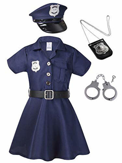 Picture of LMYOVE Girls Police Costume Set (Blue Set, Large)