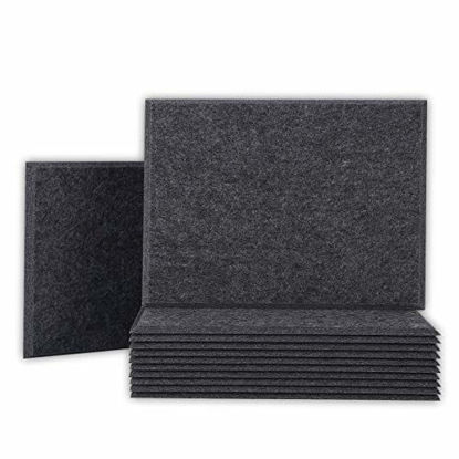 Picture of BUBOS 12 Pack Acoustic Panels Sound Proof Padding,16 X 12 X 0.4 Inches Sound Dampening Panels Bevled Edge Sound Panels, Used in Wall Decoration and Acoustic Treatment,Dark Grey