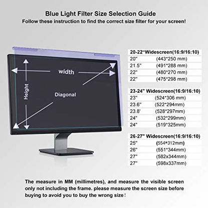 Picture of Anti Blue Light Screen Filter for 20 21.5 22 inch, Universal Widescreen Desktop PC Monitor Panel Reduces Eyes Strain & Scratch Resistant Protection Filter Hanging Type