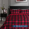 Picture of downluxe Lightweight Plaid Comforter Set (Queen) with 2 Pillow Shams - 3-Piece Set - Red/Black Plaid - Down Alternative Reversible Comforter