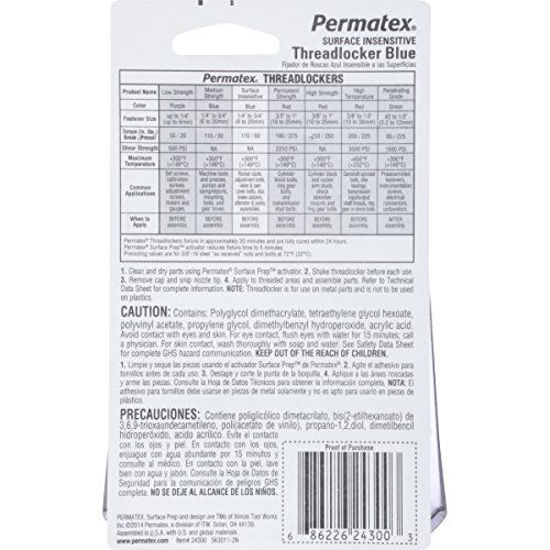 Picture of Permatex 24300-6PK Surface Insensitive Threadlocker Blue, 0.34 oz. (Pack of 6)