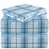 Picture of Mellanni 100% Organic Cotton Flannel Sheet Set - Lightweight 4 pc Luxury Bed Sheets - Cozy, Soft, Warm, Breathable Bedding - Deep Pockets - All Around Elastic (Queen, Light Blue Plaid)