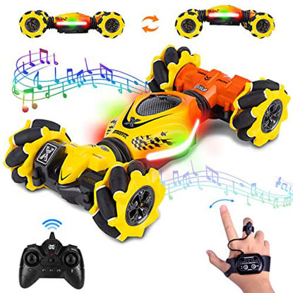 Picture of Fosgoit Gesture RC Car Remote Control Car Crawler Toy 4WD 2.4GHz Gesture Sensor RC Stunt Car Double Sided 360° Flips Rotating with Light Music Toy Car for Boys/Girls Ages 6+ Birthday