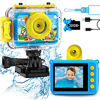 Picture of GKTZ Kids Waterproof Camera - 180 Rotatable 1080P HD Children Digital Action Camera Underwater Camera with 32GB SD Card, Birthday Gift Toys for Boys Age 3-14