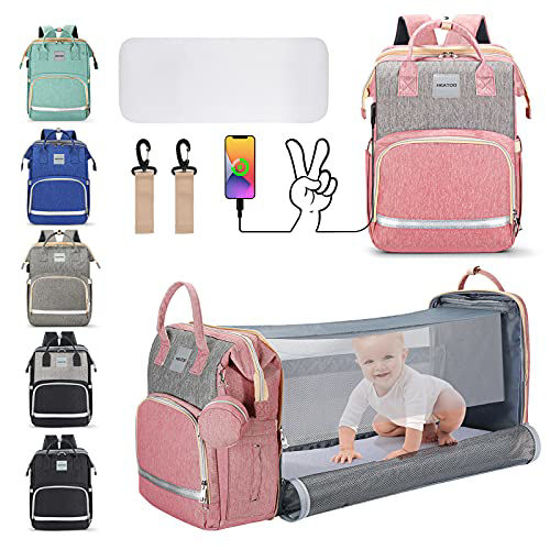 3 In1 Travel Mummy Baby Bag Portable Bed Diaper Bag Changing Station Infant  Crib