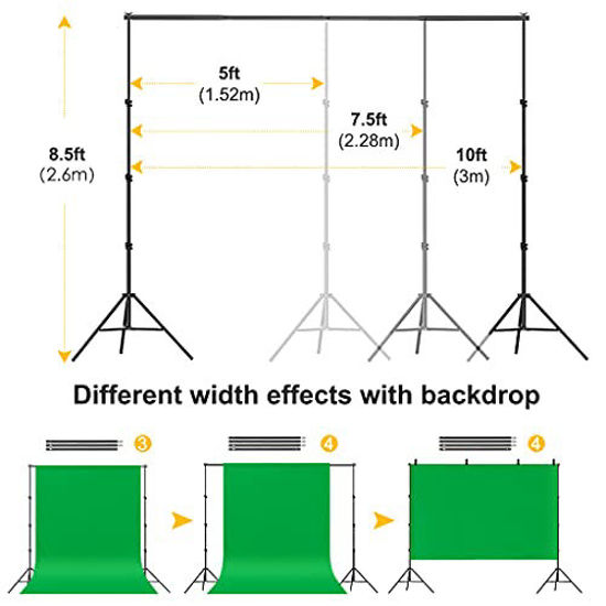 Picture of Backdrop Stand for Parties, CPLIRIS 8.5x10ft Adjustable Backdrop Support for Photoshoot, Baby Shower Backdrop Stand with Spring Clips, Sandbag, Backdrop Clip and Carry Bag