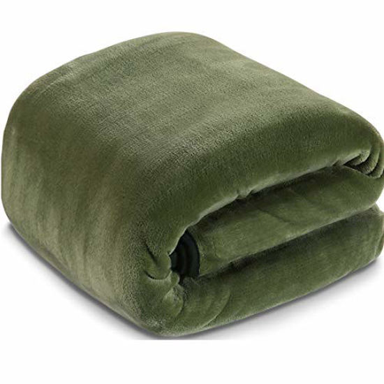 Picture of Fleece Blanket King Size Fuzzy Soft Plush Blanket Oversized 330GSM for All Season Spring Summer Autumn Throws for Couch Bed Sofa, 108 by 90 Inches, Natural Green