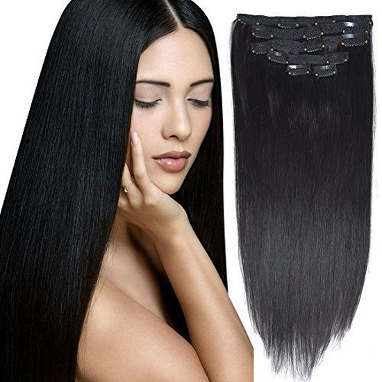 Jet black remy outlet human hair extensions