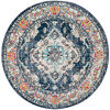 Picture of SAFAVIEH Monaco Collection MNC243N Boho Chic Medallion Distressed Non-Shedding Dining Room Entryway Foyer Living Room Bedroom Area Rug, 4' x 4' Round, Navy / Light Blue