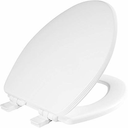 Picture of BEMIS 1600E4 390 Ashland Toilet Seat with Slow Close, Never Loosens and Provide the Perfect Fit, ELONGATED, Enameled Wood, Cotton White