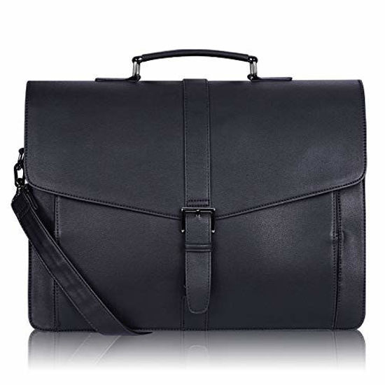 Picture of Estarer Men's Leather Briefcase for Travel/Office/ Business 15.6 Inch Laptop Messenger Bag