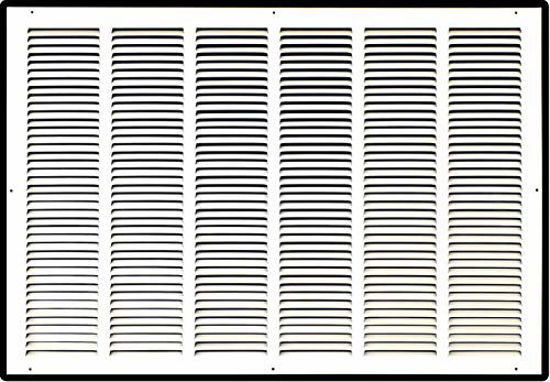 Picture of 30" X 20" Steel Return Air Grille | HVAC Vent Cover Grill for Sidewall and Ceiling, White | Outer Dimensions: 31.75"W X 21.75"H for 30x20 Duct Opening