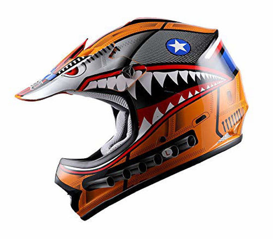 Picture of WOW Youth Kids Motocross BMX MX ATV Dirt Bike Moutain Helmet Shark Orange