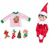 Picture of Elf On The Shelf Boy with Customizable Christmas Sweater Set - Blue Eyed Boy Elf w Book, Sweater, and Five Festive Holiday Outfit Decorations