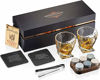 Picture of Whiskey Stones Gift Set for Men | Whiskey Glass and Stones Set with a Classy Gift Box, 6 Granite Round Whiskey Stones and 10oz Whiskey Glasses | Whiskey Lovers Gifts For Men, Dad, Husband, Boyfriend