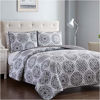 Picture of Mellanni Bedspread Coverlet Set Rosette-Gray - Comforter Bedding Cover - Oversized 3-Piece Quilt Set (King/Cal King, Rosette Gray)