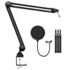 Picture of Microphone Arm Stand,Luling Arts Mic Arm Stand Desk Adjustable Suspension Boom Scissor Arm,Upgraded Heavy Duty Mic Stand with Adapter,Pop Filter for Blue Yeti and Blue Snowball Ice