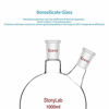 Picture of StonyLab 1000ml Glass 2 Neck Round Bottom Flask RBF, with 24/40 Center and Side Standard Taper Outer Joint - 1L (1 Liter)