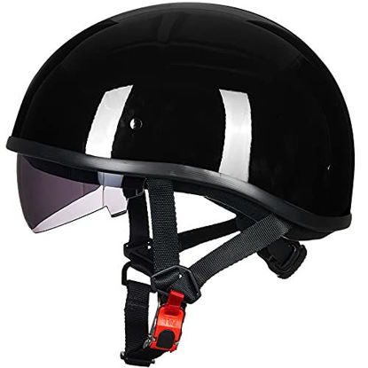 Picture of ILM Motorcycle Half Helmet with Sunshield Quick Release Strap Half Face Fit for Cruiser Scooter Harley DOT Approved