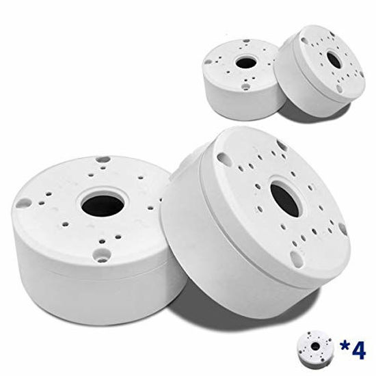 Picture of Universal Bullet Security Camera Junction Box Mount Bracket, Outdoor Use Waterproof Wall Ceiling Mount Aluminum Hide Cable Junction Base Boxes (4 Pack)