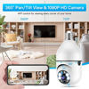 Picture of Light Bulb Security Camera, SYMYNELEC 360 Degree Pan/Tilt Panoramic IP Camera, 2.4GHz WiFi 1080P Smart Home Surveillance Cam with Motion Detection Alarm Night Vision Two Way Talk Indoor Outdoor E27