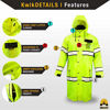 Picture of KwikSafety (Charlotte, NC) TORRENT Class 3 Safety Trench Coat | High Visibility Waterproof Windproof Safety Rain Jacket | Hi Vis Reflective ANSI Work Wear | Rain Gear Hideaway Hood Carry Bag | Large