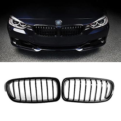 Picture of SNA ABS F30 Grill, Front Kidney Grille for 2012-2018 3 Series F30 F31 (Single Slat Gloss Black Grills, 2-pc Set)