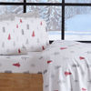 Picture of Extra Soft Holiday Printed 100% Turkish Cotton Flannel Sheet Set. Warm, Cozy, Luxury Winter Bed Sheets. Boulder Collection (Full, Winter Trees - Red)