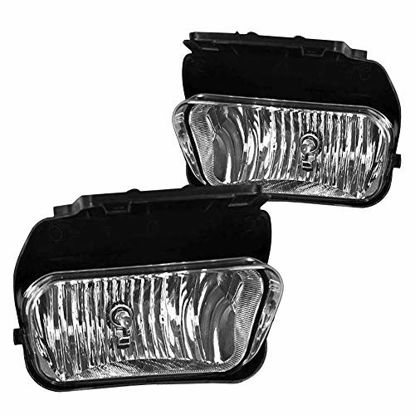 Picture of Driving Fog Lights Lamps Replacement for Chevy Silverado 2003 2004 2005 2006 2007 All Models Avalanche 2002 - 2006 Without Body Cladding H10 12V 42W Halogen Bulbs (Clear Lens)