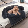 Picture of Dekeyoo Plush Dog Bed Sofa, Pet Couch Protector for Large Dog with Memory Foam Neck Bolster, Universal Pet Furniture Cover, Plush Dog Bed and More for Dogs and Cats, Machine Washable Dark Grey Medium