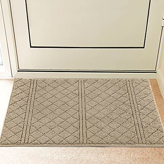 Indoor Door Mat Entryway Rug Doormat Inside Front Entrance Non-Slip Low  Profile Absorbant Washable for House 19.5x31.5,Dark Gray 