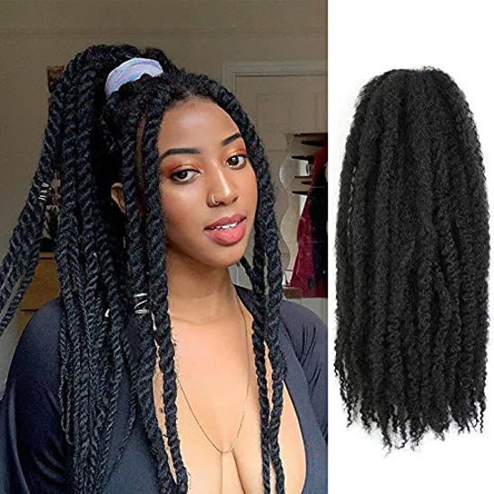 Ameli 6 Packs Marley Braiding Hair for Twists Synthetic Fiber Hair Afro Kinky Hair Marley Braid Hair Extensions 16inch 1B