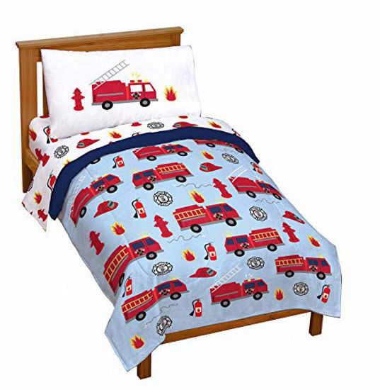 Picture of Jay Franco Trend Collector Go Fire Truck Go 4 Piece Toddler Bed Set - Includes Comforter & Sheet Set - Super Soft Fade Resistant Microfiber Bedding